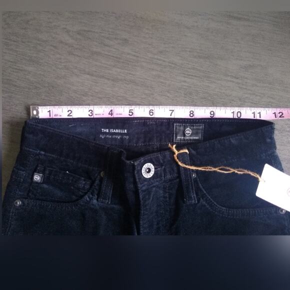AG Adriano Goldschmied Isabelle Velvet Black High-Rise Straight Crop Size 23R - Picture 4 of 16